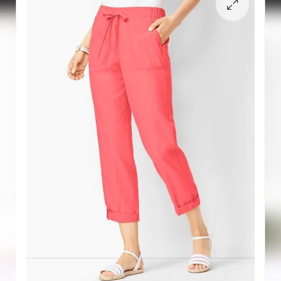 Talbots Drawstring Cuffed pants in Salmon Pink Size 8 - Picture 1 of 7